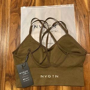 NVGTN Women's Flourish SeamlessAthletic Bra Mocha size M NWT